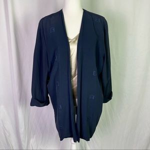 Vintage Navy Silky-Rayon Blend Komodo-Duster : Large